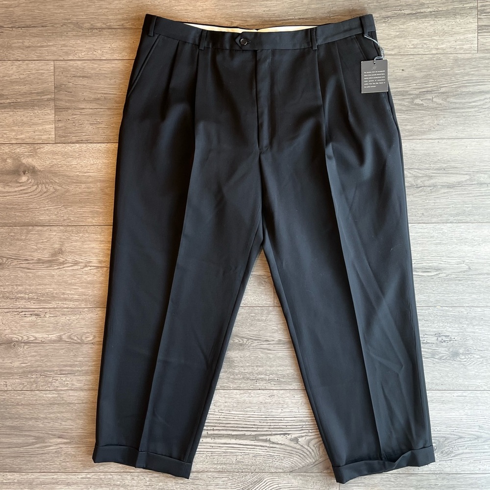 Tasso Elba Fine Menswear Men’s Pleated Dress Pants Slacks NWT Black 42